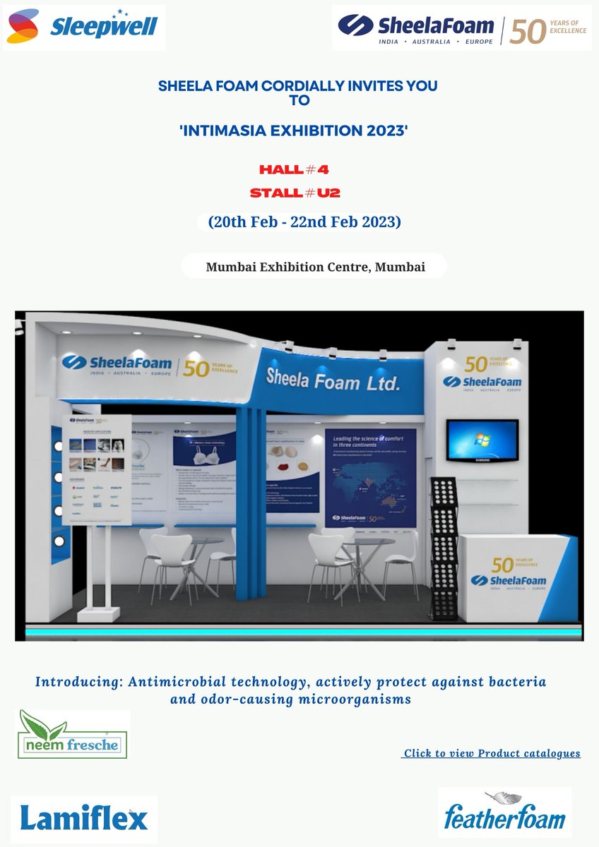 b2bsheelafoam's tweet image. Just to begin the show !

Looking forward to meet you all to our Stall # U2, Hall#4 at Intimasia Exhibition, Mumbai from 20th - 22nd February 2023.

Elevate your lingerie to the next level with our technology.
#intimasia #intimasia2023 #lingerie #lingerieshow #sheelafoam  #mumbai