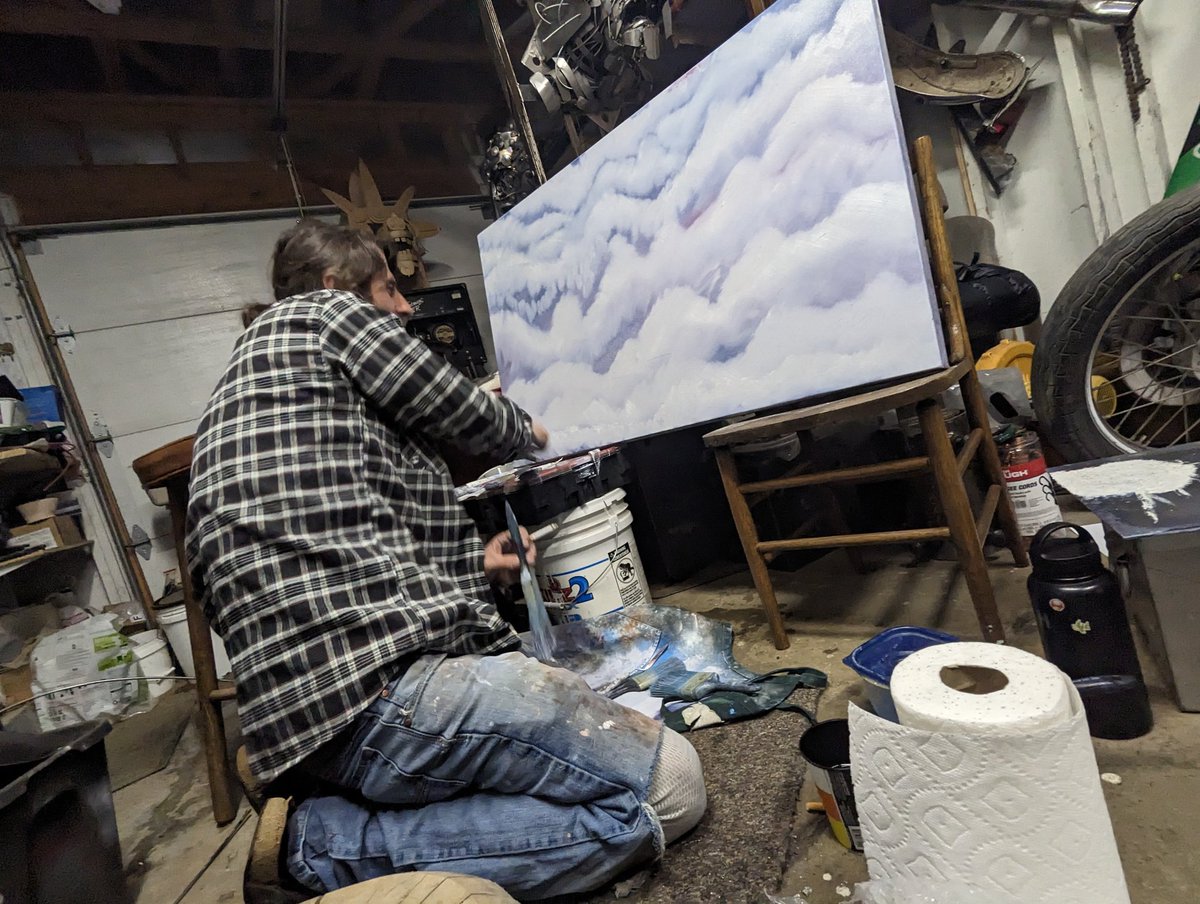 RayMCarney's tweet photo. Oil on canvas
Cloud background
Wip
Shot by Matt Ahern
#oiloncanvas
#acidpop
#skycloud
#wip
#raymcarney
#speedpainting https://t.co/U831ub57yf