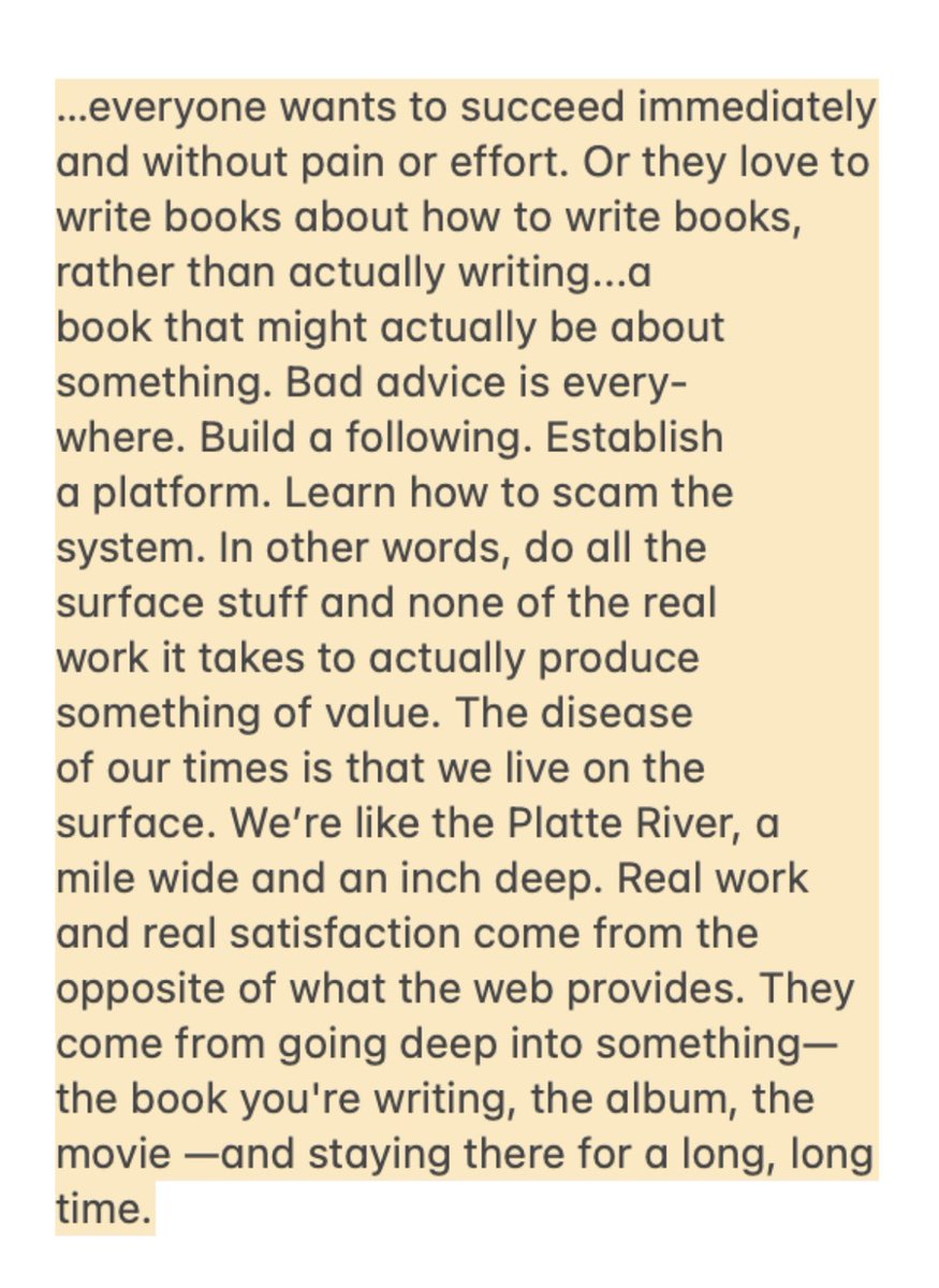 Too many of us want to be  perceived as great, but won’t want to take the time (often years) to become just good. We conflate fame with mastery, aided by tech that feeds the spiral. One is a spotlight, the other the sun. We must stop confusing the two.

Steven Pressfield agrees.
