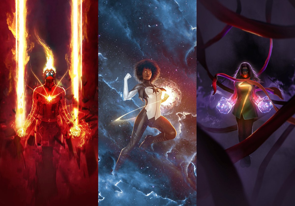 T_TVenjix's tweet image. I&apos;ll bet you #MarvelStudios will release #TheMarvels teaser trailer on March 8! 

Awesome artwork by #BossLogic!