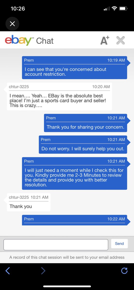 ChadsBreaks's tweet photo. Woke up to a email from @eBay stating my account was “Indefinitely Suspended from selling” Asked them what was up… this is there response. They couldn’t even give me a reason of the Ban. WHAT A JOKE. #ebayaccount @CardPurchaser https://t.co/HcdnbsdoNt