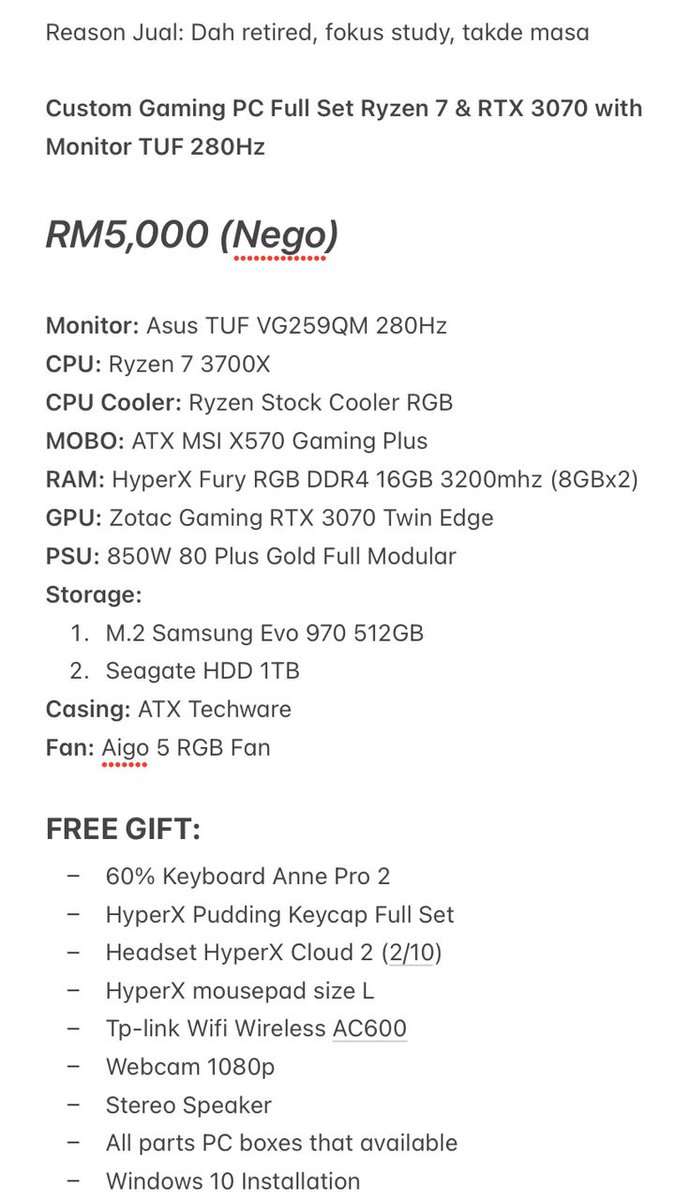 matdollah_'s tweet photo. My friend want to sell his pc, cari duit nak kawen dh sudah stop bergaming,. Minta rt laju2 https://t.co/VMXlBE8qGM