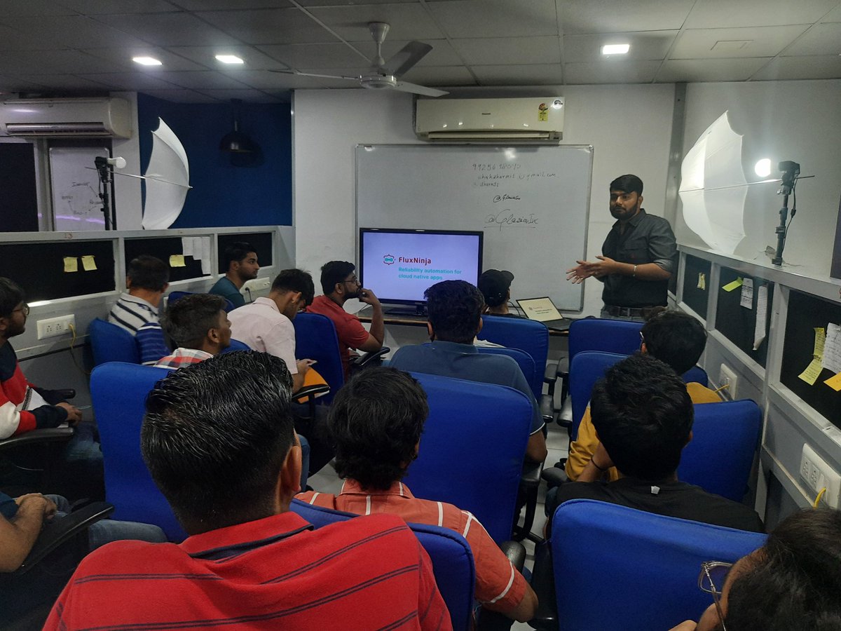 ShuklaYashM1's tweet photo. 2nd Talk : @HDKShingala has given a Great demo of FluxNinja Aperture about why your services need adaptive concurrency limits &amp; how to set them up using open source. 

#devops #reliability #oss
#k8s #cncf #Kubernetes #meetup 
#Ahmedabad https://t.co/a6XYcKShlE
