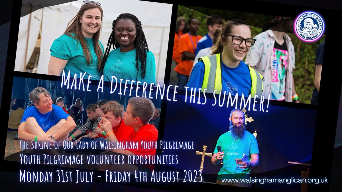 The Shrine of Our Lady of Walsingham is looking for volunteers to assist with the 2023 Youth Pilgrimage. It is extremely rewarding and can provide experience in young people's ministry and working with young people in general. Plus it's great fun! walsinghamanglican.org.uk/volunteer/