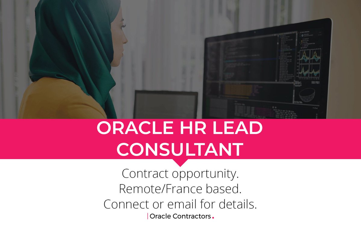 Oracle_Global's tweet image. CONTRACT OPPORTUNITY: Oracle HR Lead Consultant
Rate: €500 per Day
Location: #Remote #France

For details, please contact Lucrezia Gentili on Lucrezia.Gentili@oraclecontractors.com
 
#OracleContractors #Français #TechJobs @Oracle #Oracle #OracleJobs #OracleCloud #HR # #Cloud