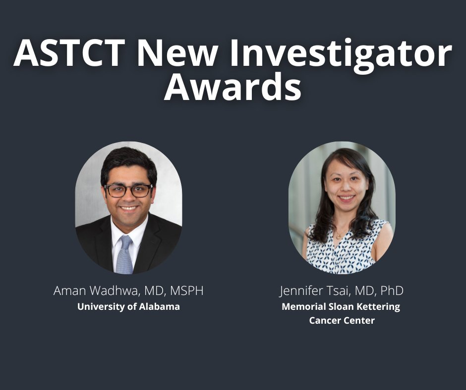 Congratulations to recipients of the New Investigator Awards: <a href="/AmanWadhwaMD/">Aman Wadhwa</a> MSPH of the <a href="/UofAlabama/">The University of Alabama</a>, and Jennifer Tsai, MD, PhD of <a href="/MSKCancerCenter/">Memorial Sloan Kettering Cancer Center</a>.