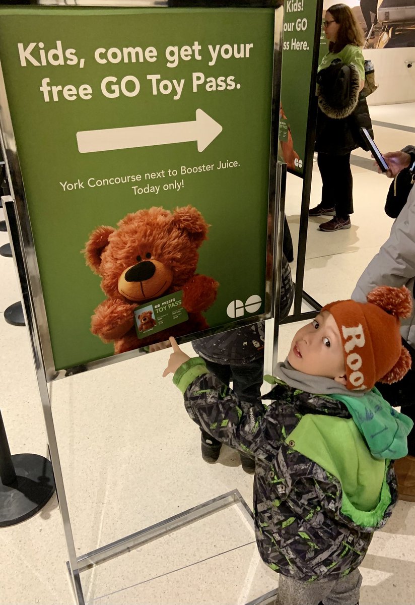Browny1685's tweet photo. @GOtransit Lined up nice and early today to get our free toy passes, kids loved it! Great initiative @GOtransit https://t.co/6cFvCBMuhC