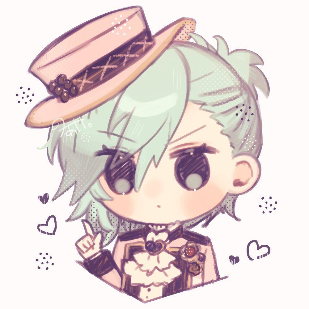 1boy solo pink headwear hat male focus chibi heart  illustration images