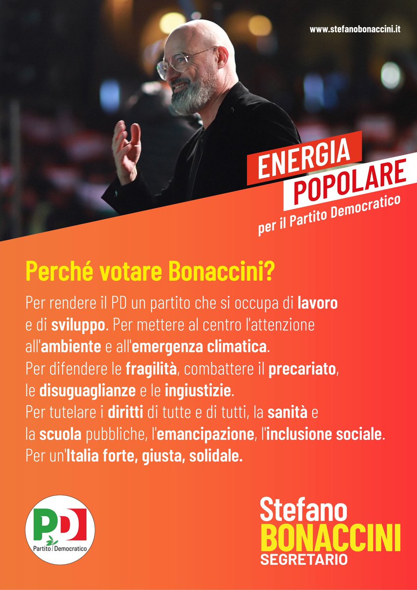Abbiamo bisogno di te e di tutta l’energia popolare per rilanciare il Pd.
#StefanoBonaccini