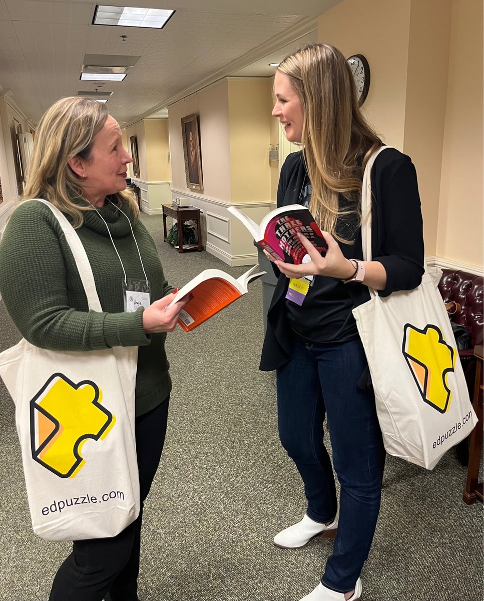 A BIG thanks to @EdPuzzle for our conference tote bags and @MacmillanUSA for all the books! #MCSS2023
