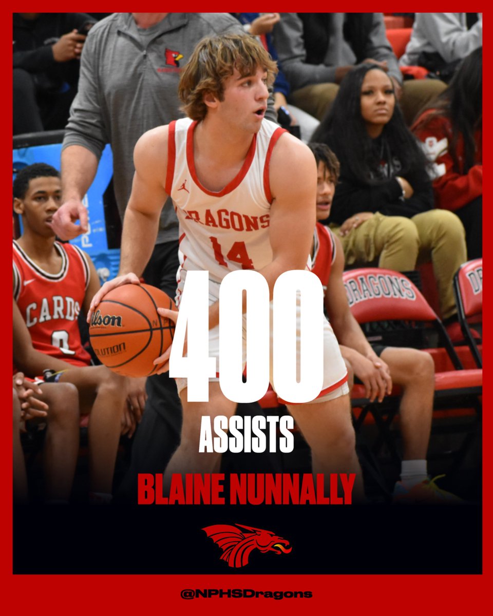 With a career-high-tying nine assists in Friday's victory over Mt. Vernon, <a href="/NP_Dragons_BB/">NP Dragons BB</a> guard Blaine Nunnally has become the first Dragon to tally 400 assists in his career.