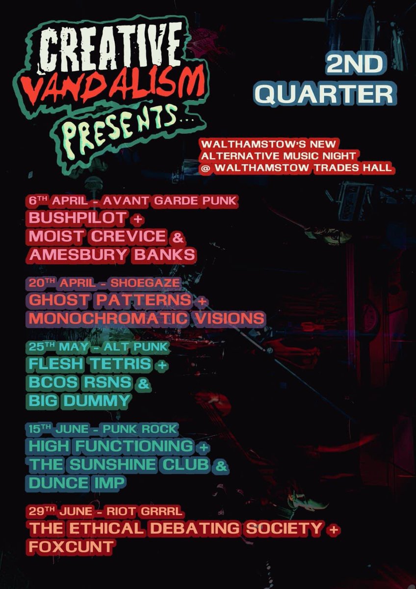 playing on may 25th at <a href="/stowtradeshall/">Walthamstow Trades Hall</a> with <a href="/FleshTetris/">Flesh Tetris</a> and Big Dummy!