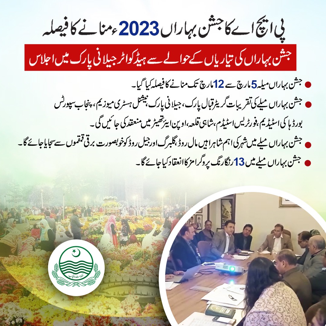 پی ایچ اے کا 5 سے 12 مارچ تک جشن بہاراں 2023 منانے کا فیصلہ