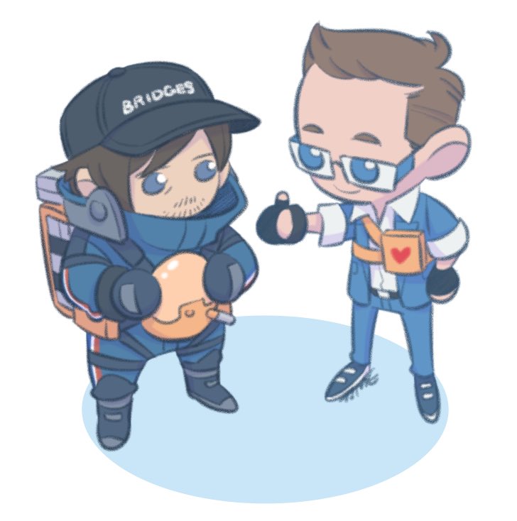 2boys multiple boys male focus brown hair blue eyes chibi gloves  illustration images