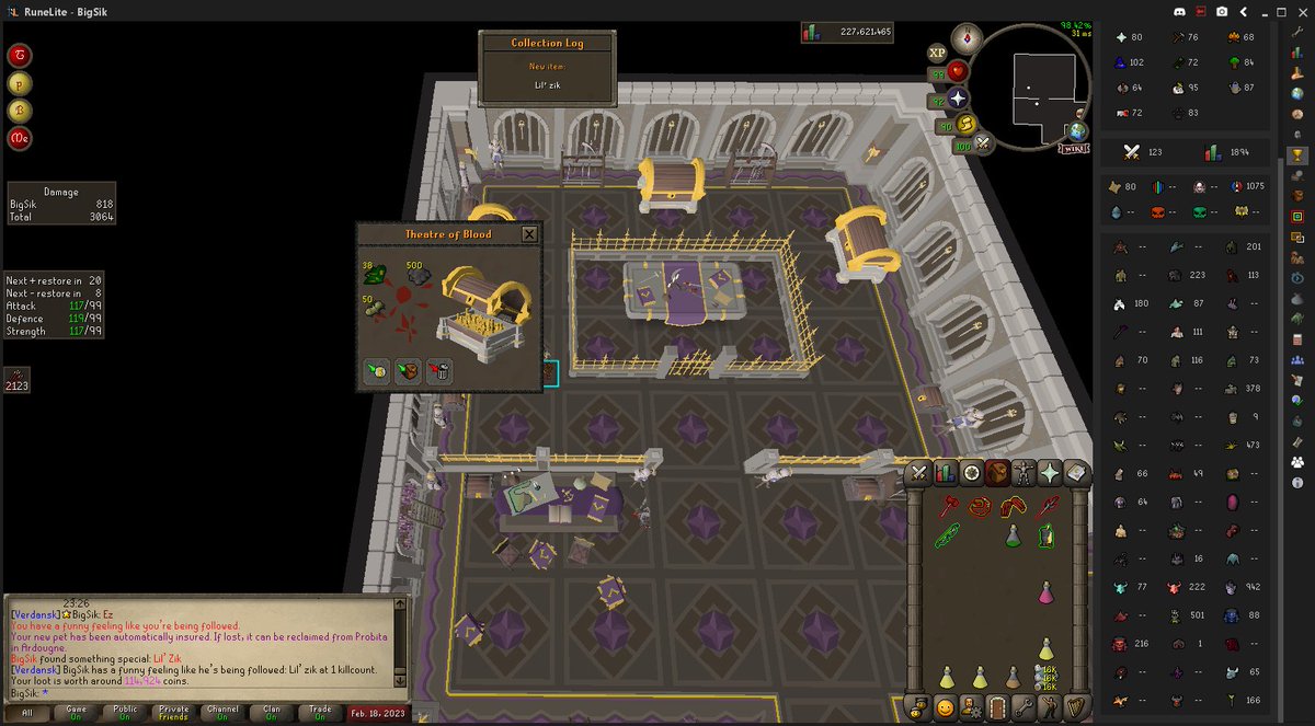 BigSikTv's tweet photo. @behemeth_larzzz I got TOB pet at 1kc! Unreal. #osrs #lilzik https://t.co/c9McgAe9nC