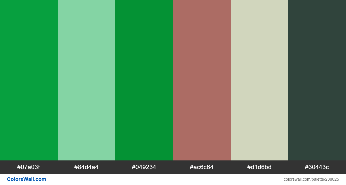 Detail orderfood delivery page colors palette #07a03f, #84d4a4, #049234, #ac6c64, #d1d6bd, #30443c #colors #palette colorswall.com/palette/238025