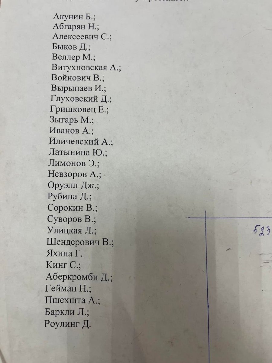 Движение по наклонной продолжается, в московской библиотеке появился список запрещенных авторов

Фото: тг «Сирена»