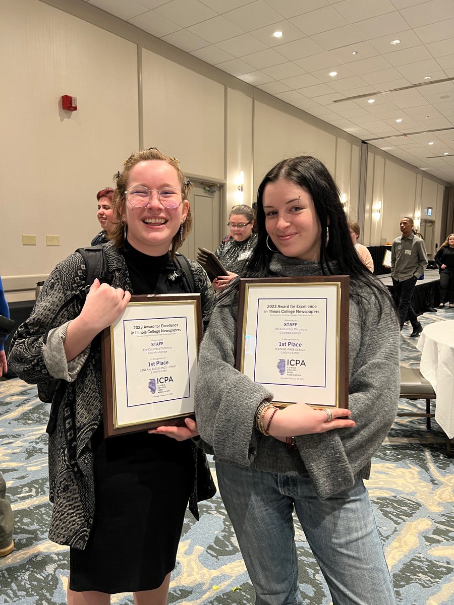 You're looking at a design duo that just won 1st and 2nd place for best design for a feature story, and general excellence in print! And those are just a few of the awards <a href="/CCChronicle/">The Columbia Chronicle</a> swept today at ICPA😎