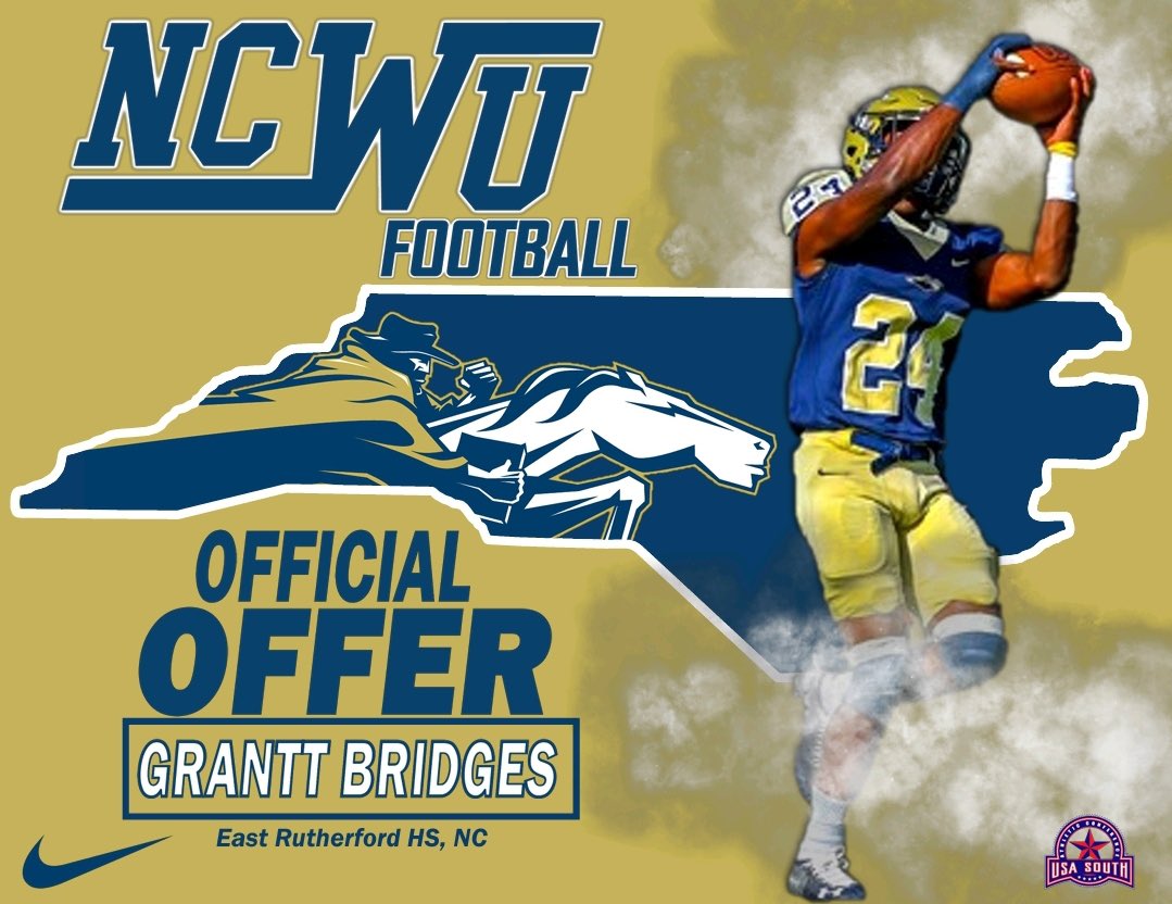 GranttBridges1's tweet photo. I am blessed to say I have received my first offer to play football at North Carolina Wesleyan University. @Coach_J_Clark @NCWesleyanFB #BattlingBishops https://t.co/pjYQJMdeoo