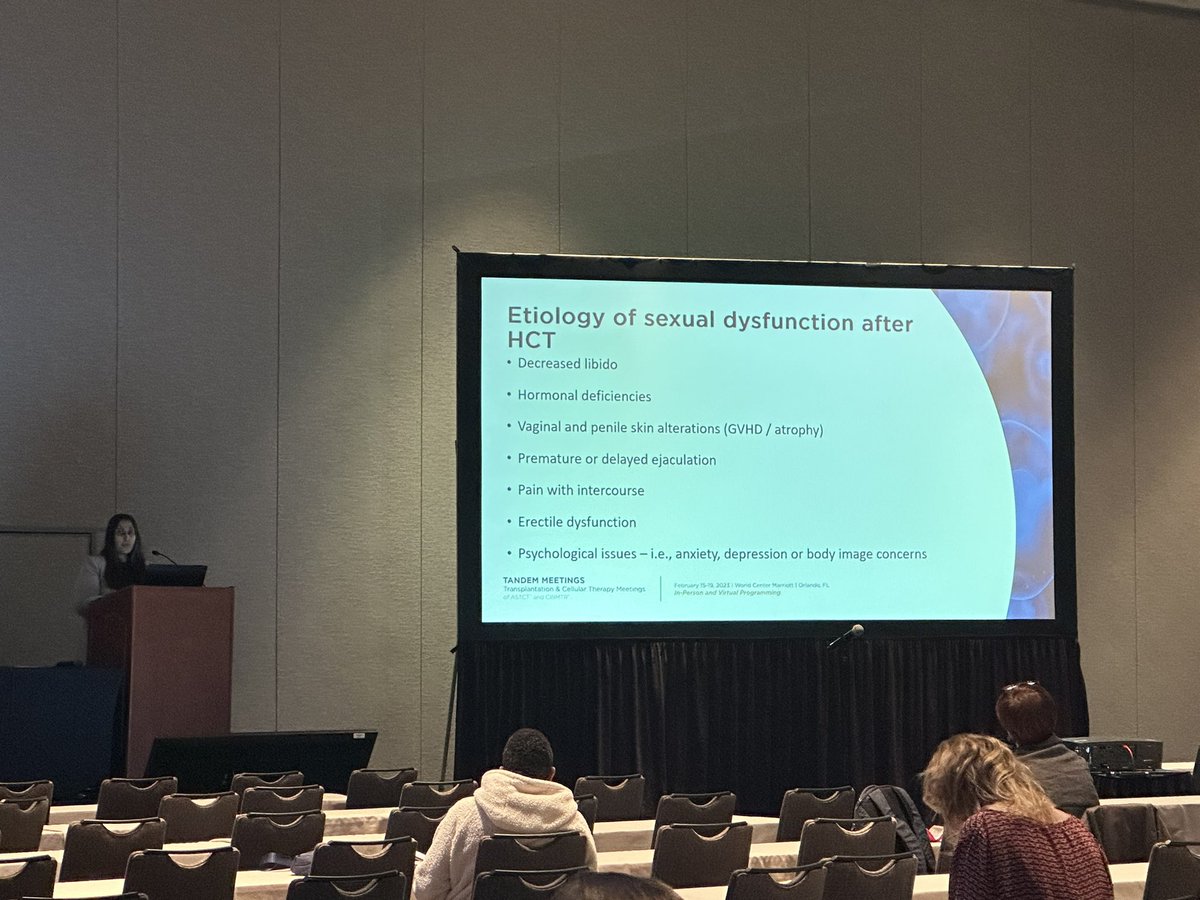 Dr. @Areejmd presenting @ASTCT Tandem on valuable insights on how to help our patients with sexual dysfunction post-transplant #Tandem23