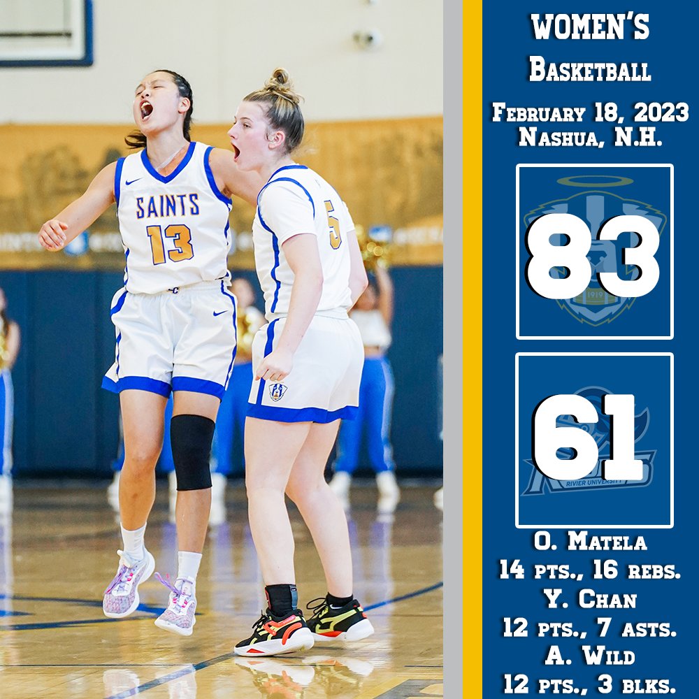 Saints Women's Basketball wraps up the regular season at 20-5 (15-2 GNAC) with today's 83-61 win at Rivier!! EC WBB clinches the #2 North seed with the win and will host USJ (Conn.) in the GNAC Quarters on Tuesday night at 7:30 p.m.!! #GoECSaints