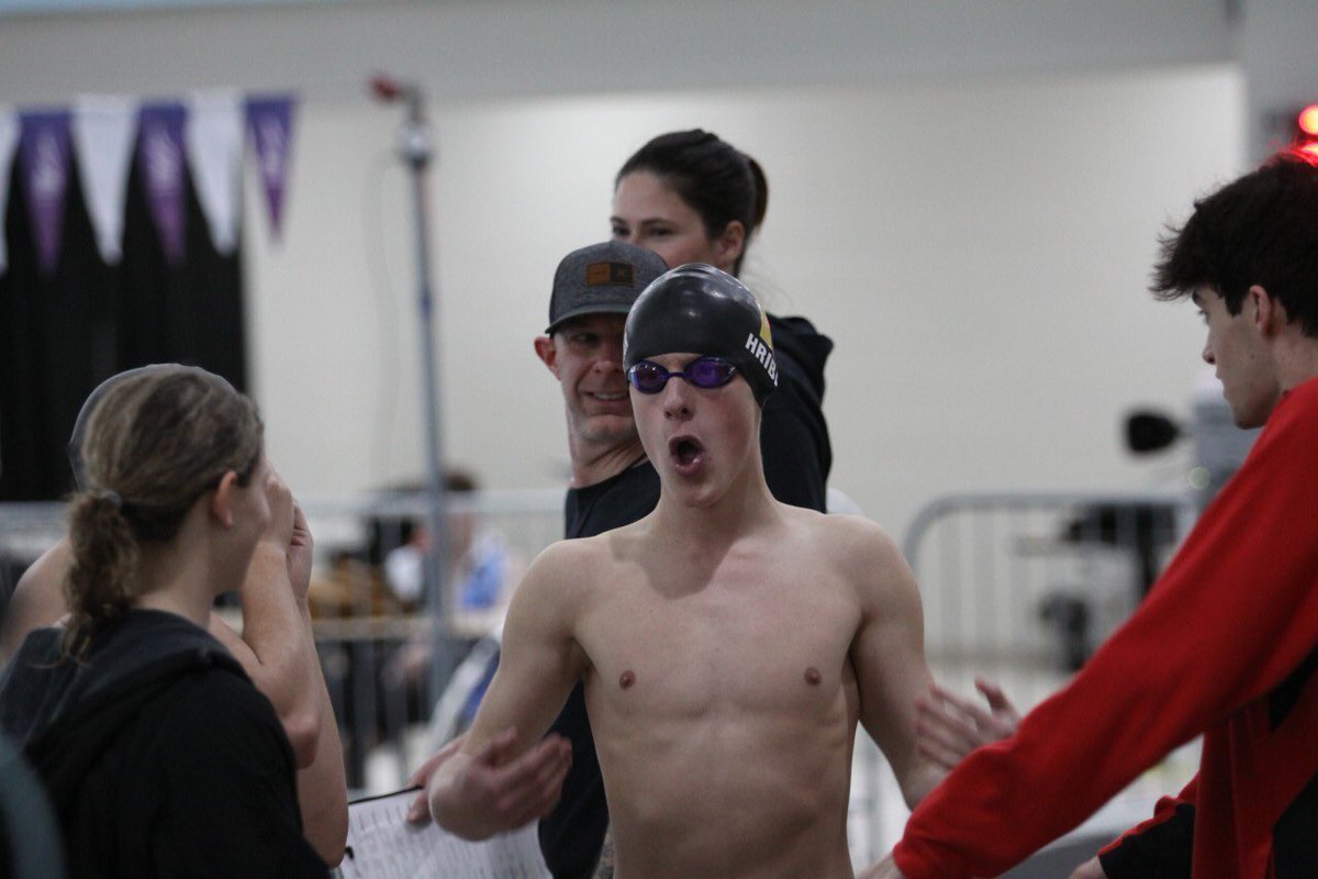 Riverside_athl's tweet photo. More school records going down at districts today! Matt Hribar breaks the 100m breaststroke record with a time of 1:01.42. The girls 400m free relay team of Kylie Lanning, Maya Jeras, Maddy Fleischer, and Sam Smtih breaks the old record with a time of 3:53.98. Congrats all! https://t.co/bdHZuiBeaJ