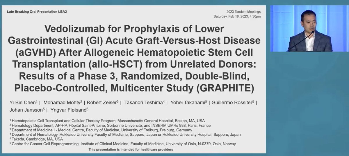 #ProofofConcept - Blocking T cell migration  to the gut using Vedolizumab prevents GI #GVHD #Tandem23