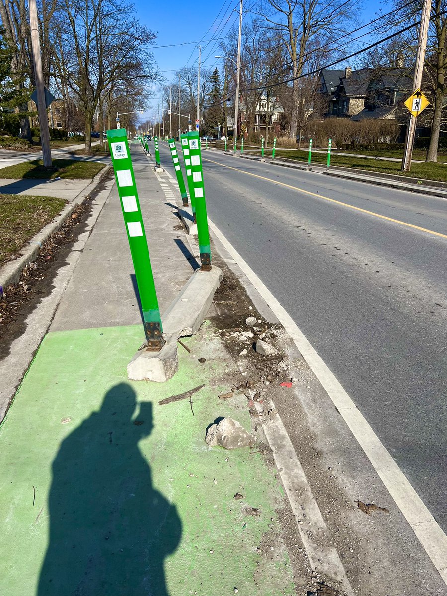 Rest is pieces brave one. Your work is done. #ProtectedBikeLanes #BicycleSafety #WTH @CityofLdnOnt