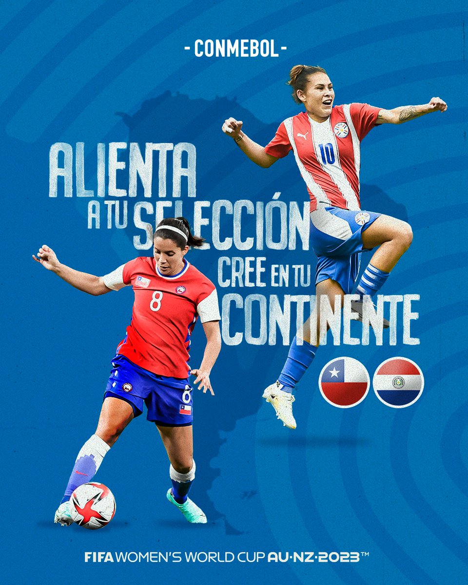 ¡Es hora de apoyar a Sudamérica! ✨

¡<a href="/Albirroja/">Selección Paraguaya</a> 🇵🇾 y <a href="/LaRoja/">Selección Chilena</a> 🇨🇱 buscan entrar a la <a href="/FIFAWWC/">FIFA Women's World Cup</a>! 🏆

#CreeEnTuContinente