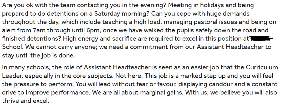 RogersHistory's tweet photo. 🤣 Good God. A case study in schools being corporations, asking ppl to sacrifice their lives to be successful. When did the joy and fun of being a teacher get sucked out of the profession? Campaigning for higher wages is pointless when jobs are like this. Ppl will break. https://t.co/Ed8htjTRqt