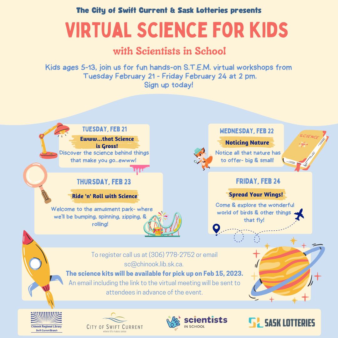 swiftcurlibrary's tweet image. Looking for something fun to do over the February break?  Contact the library and register for one, two or all of the exciting science for kids workshops we will be holding Tuesday - Friday.  Contact the library for more details.  Space is limited.