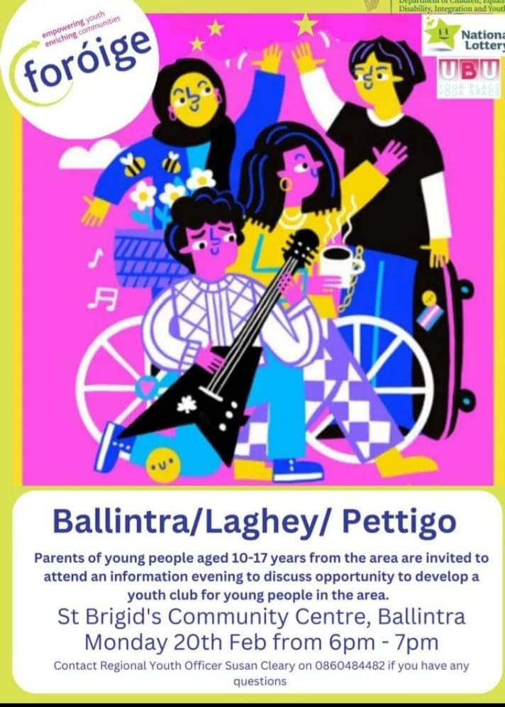 Public meeting to discuss youth club for #Ballintra #Laghey &amp; #pettigo <a href="/Foroige/">Foróige</a>