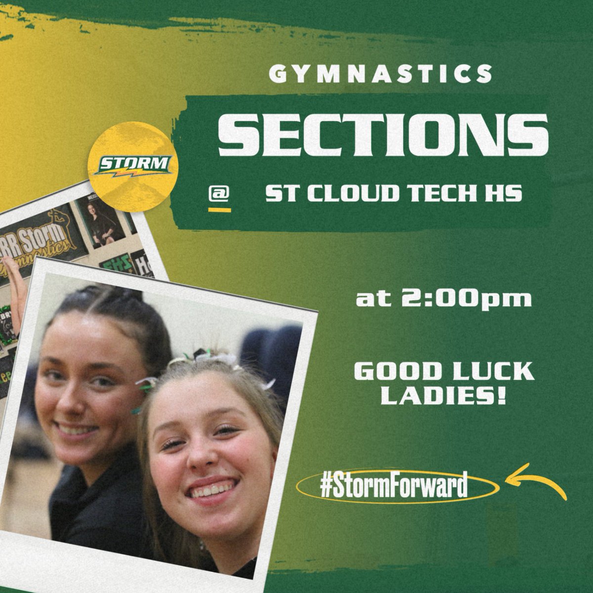 Good luck to the Storm Gymnastics Team as they compete in Sections this afternoon! #StormForward