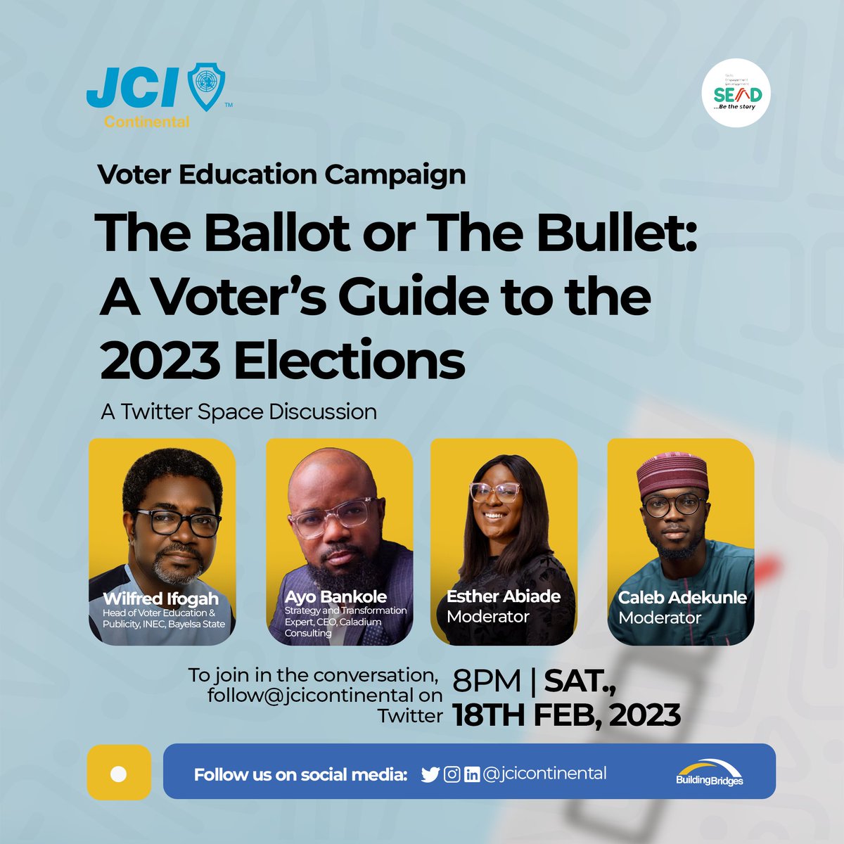 jcicontinental's tweet photo. This is happening tonight!
Join us to give your voice to the conversation on "The Ballot or The Bullet"

Click o  this link to join https://t.co/iBdNsavxz2 https://t.co/BbPD8jBUT6