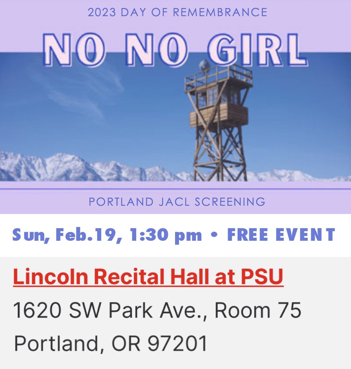 christashima's tweet photo. will be on the panel, with director Paul Daisuke Goodman, producer @lauriegoodwoman &amp; award-winning ⭐️ Mika Dyo❗️ #NoNoGirl 🆓🎞📽️ @pdxjacl #DayofRemembrance 🕜 Sun, Feb.19❗️ Lincoln Recital Hall, @Portland_State
🔗https://t.co/jx4PgPQDvW #indiefilm #freescreening #EO9066 #DOR https://t.co/Kg2L52tMuk