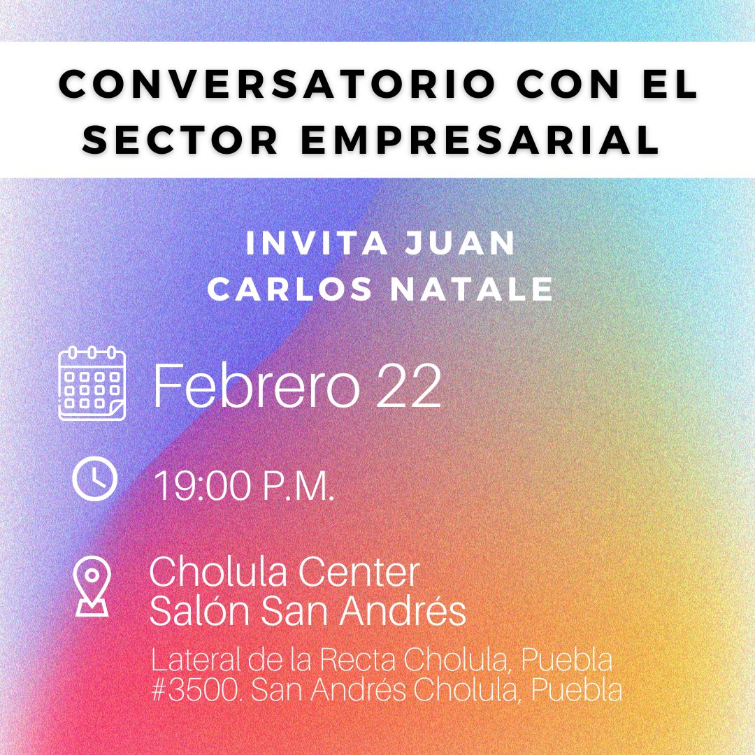 PueblaConEbrard's tweet photo. #DialogosProgresistas te invita a la reunión que encabeza nuestro coordinador estatal, @JCNatale
Vamos unidos por la #ContinuidadYMasProgreso #ConMarceloSÍ #FelizSabado https://t.co/xpwbuzmIp2