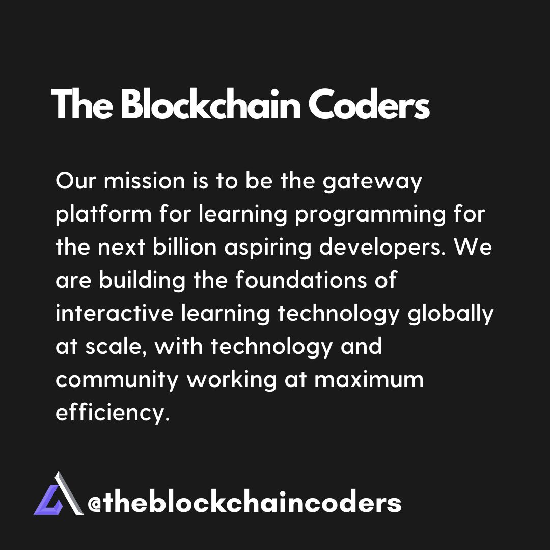 TheBCoders's tweet photo. The Blockchain Coders
Our mission is to be the gateway platform for learning programming for the next billion aspiring developers.
#theblockchaincoders #web3 #blockchain #web3courses https://t.co/Qlw48RDMB8