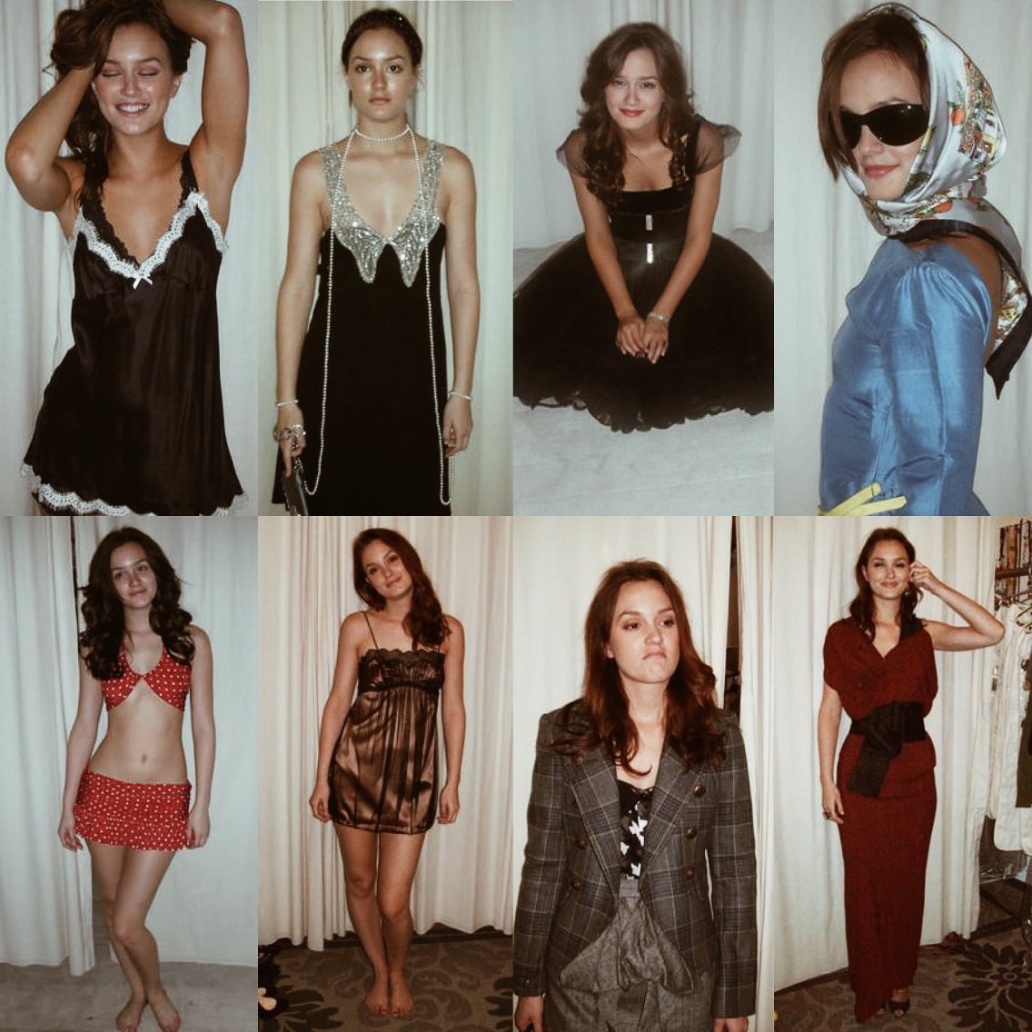 saintdoII's tweet photo. costume fitting polaroids of leighton meester as blair waldorf for gossip girl season one ָ࣪ 𓏲 ♡ https://t.co/LGHONSXHXX