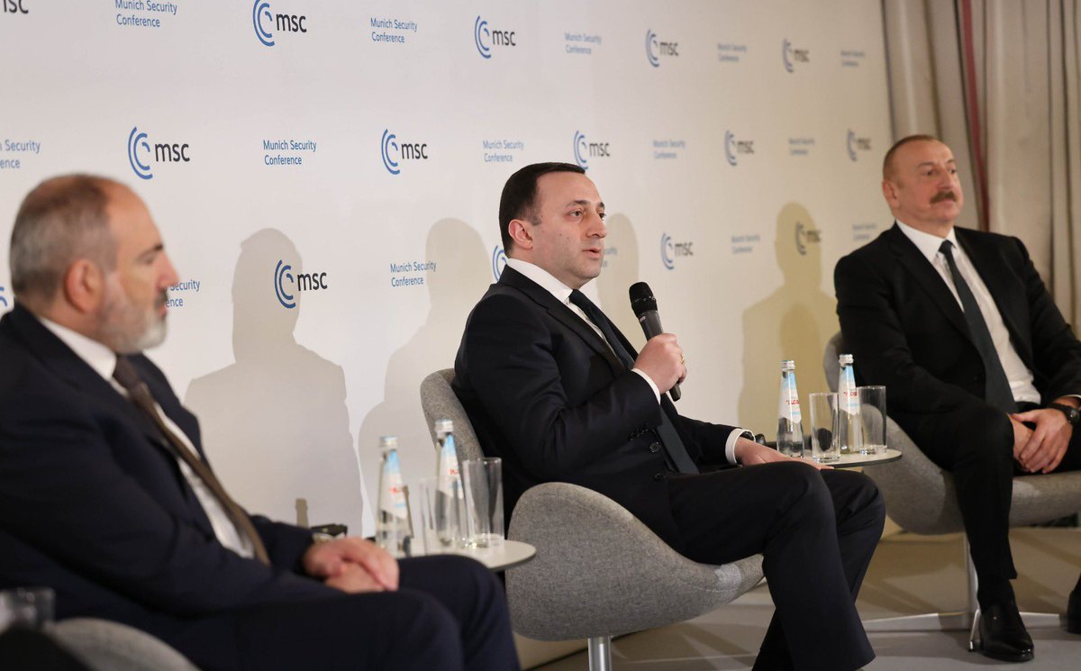 Irakli Garibashvili (@gharibashvilige) on Twitter photo Pleased to participate in the historic session at <a href="/MunSecConf/">Munich Security Conference</a>. Together w/ leaders of 🇦🇿 & 🇦🇲 discussed security environment in our region and efforts needed to ensure peace and stability in South Caucasus. 🇬🇪 is committed to play its pivotal role in securing regional peace. Pleased to participate in the historic session at <a href="/MunSecConf/">Munich Security Conference</a>. Together w/ leaders of 🇦🇿 & 🇦🇲 discussed security environment in our region and efforts needed to ensure peace and stability in South Caucasus. 🇬🇪 is committed to play its pivotal role in securing regional peace.