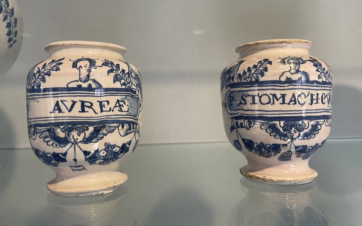 It’s a year since that day when I was happily browsing the Victor Hoffbrand collection of drug jars in @RCPmuseum as Storm Eunice arrived outside… #histmed #pharmhist #ceramics #delftware