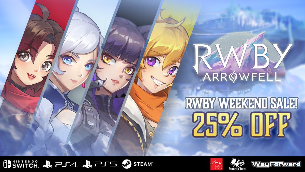 Congrats to @OfficialRWBY for today's launch of RWBY Vol. 9 on @Crunchyroll! To celebrate, RWBY: Arrowfell is currently 25% off on Switch, PS4, PS5, and Steam! wayforward.com/rwby-arrowfell/ You can also preorder the physical edition! bit.ly/RWBYArrowfell_…