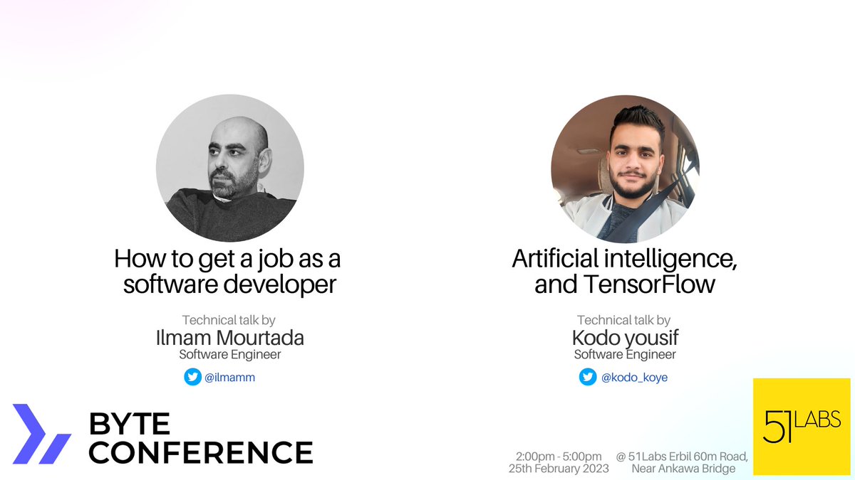 mhmd_azeez's tweet photo. We are excited to announce our 4th ByteCode meetup where @ilmamm and @kodo_koye will give us two talks about Careers in Software Development and AI using Tensorflow respectively. Please get a free ticket here:

https://t.co/uVo8yti4GD https://t.co/GL1CuxZi3V