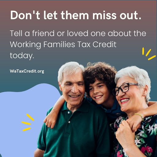 Tell a friend, neighbor, or loved one about the #WorkingFamiliesTaxCredit today. Make sure every single person in your community gets their payment!

Learn more 👉 WaTaxCredit.org