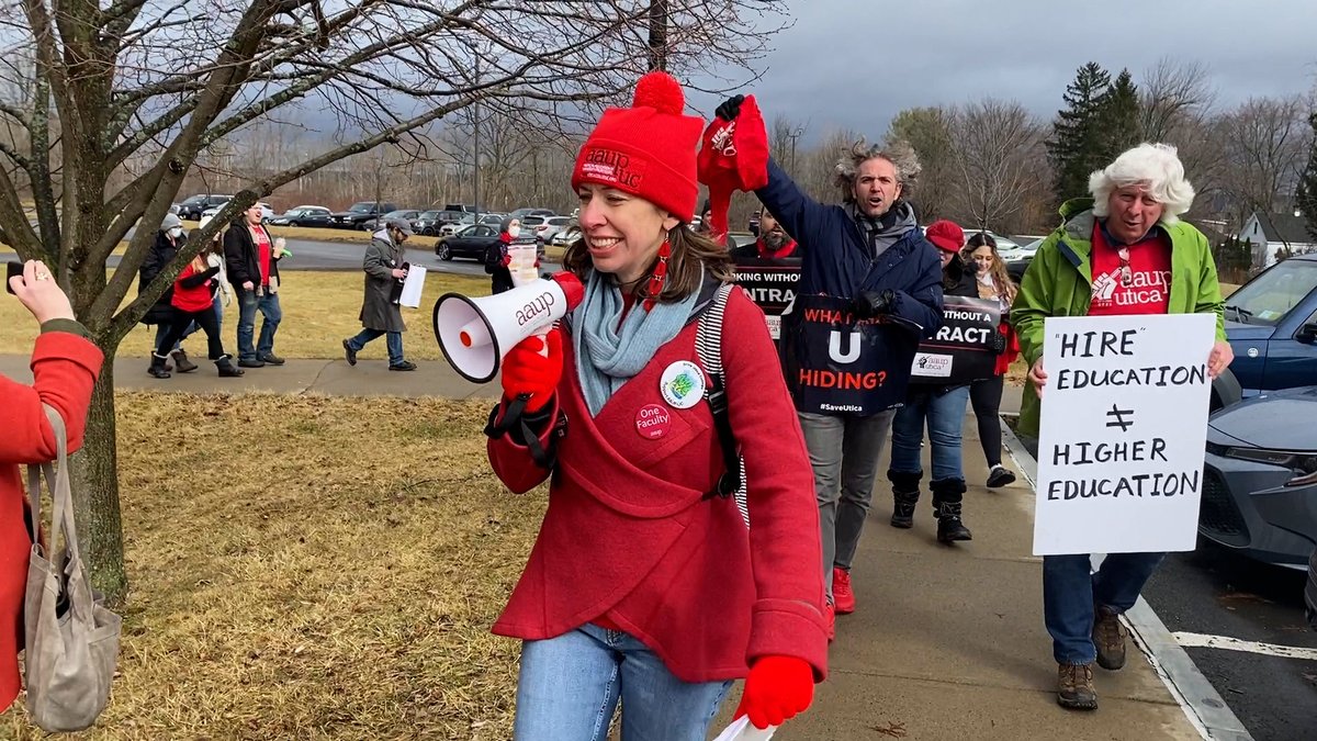 shalonstevenstv's tweet photo. The fight continues as Utica University faculty and students put pressure on the president and board of trustees to not eliminate 15 majors from the university. Tune into @SPECNews1CNY https://t.co/Xmp3Bewy9v