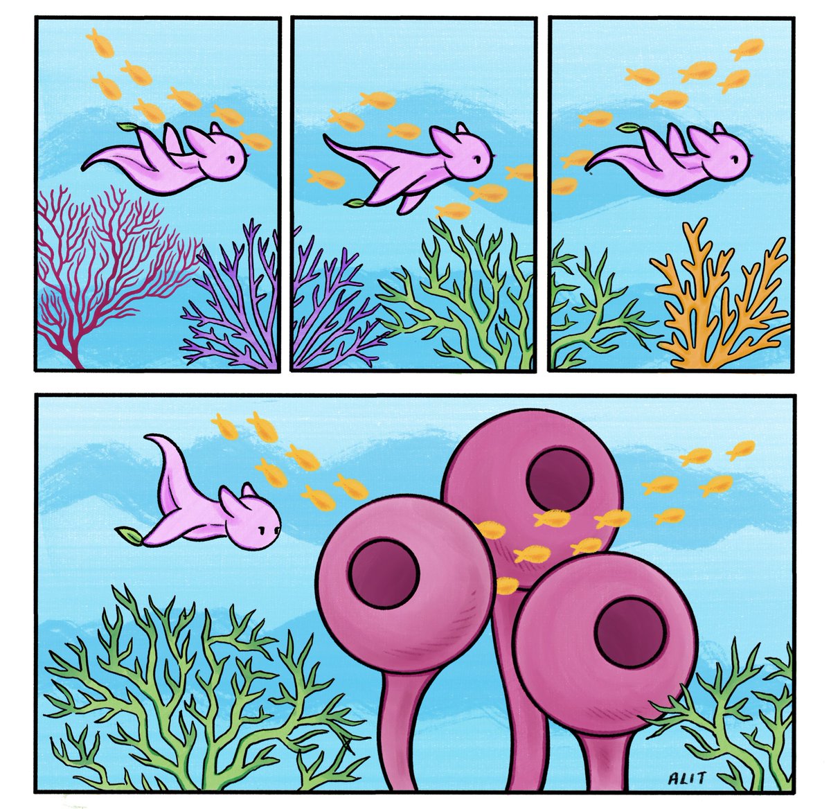 Life is better under the sea 🌊 

#graphicnovel #digitalpainting #watercolor #marinebiology #animalart #illustrationartists #procreateart @procreate #underwater