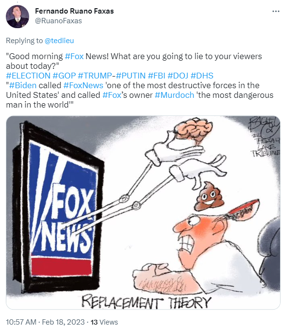 RuanoFaxas's tweet photo. @AshaRangappa_ "So can we finally get some reassurance that #FoxNews won’t be shown on military bases, the #FBI, #USSS, or any other government agency?"
https://t.co/IxQzahNXSw
Who is #Fox News fooling & manipulating?
#Election #Trump #Biden #Education #Culture #Illiteracy #FunctionalIlliteracy https://t.co/wHxxhAAyZx