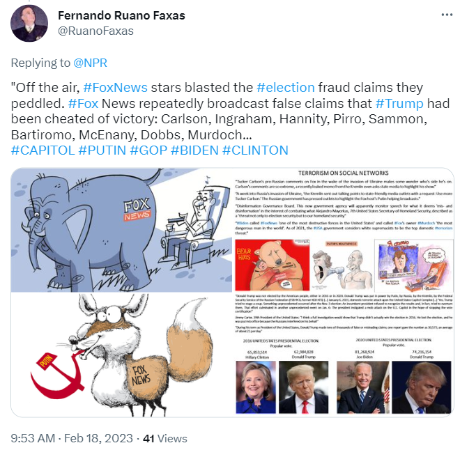 RuanoFaxas's tweet photo. @AshaRangappa_ "So can we finally get some reassurance that #FoxNews won’t be shown on military bases, the #FBI, #USSS, or any other government agency?"
https://t.co/IxQzahNXSw
Who is #Fox News fooling & manipulating?
#Election #Trump #Biden #Education #Culture #Illiteracy #FunctionalIlliteracy https://t.co/wHxxhAAyZx