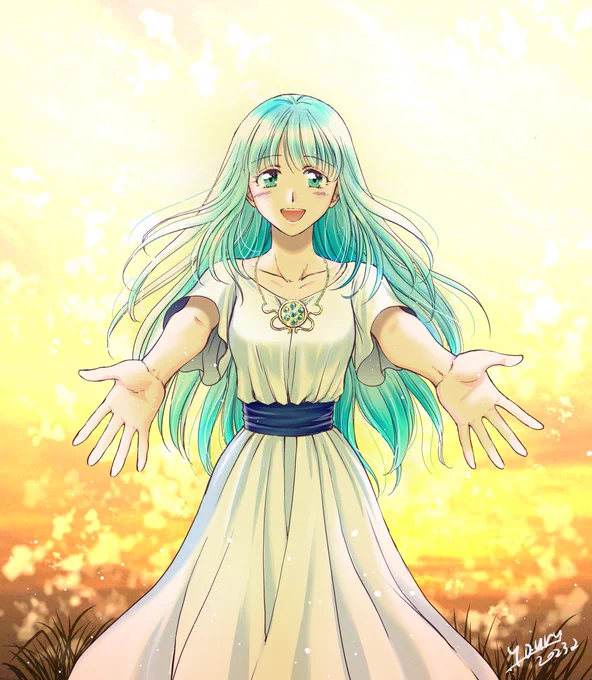 【イース絵76枚目】待ち人 フィーナ「アドルさん、おかえりなさい」 #イース #ys