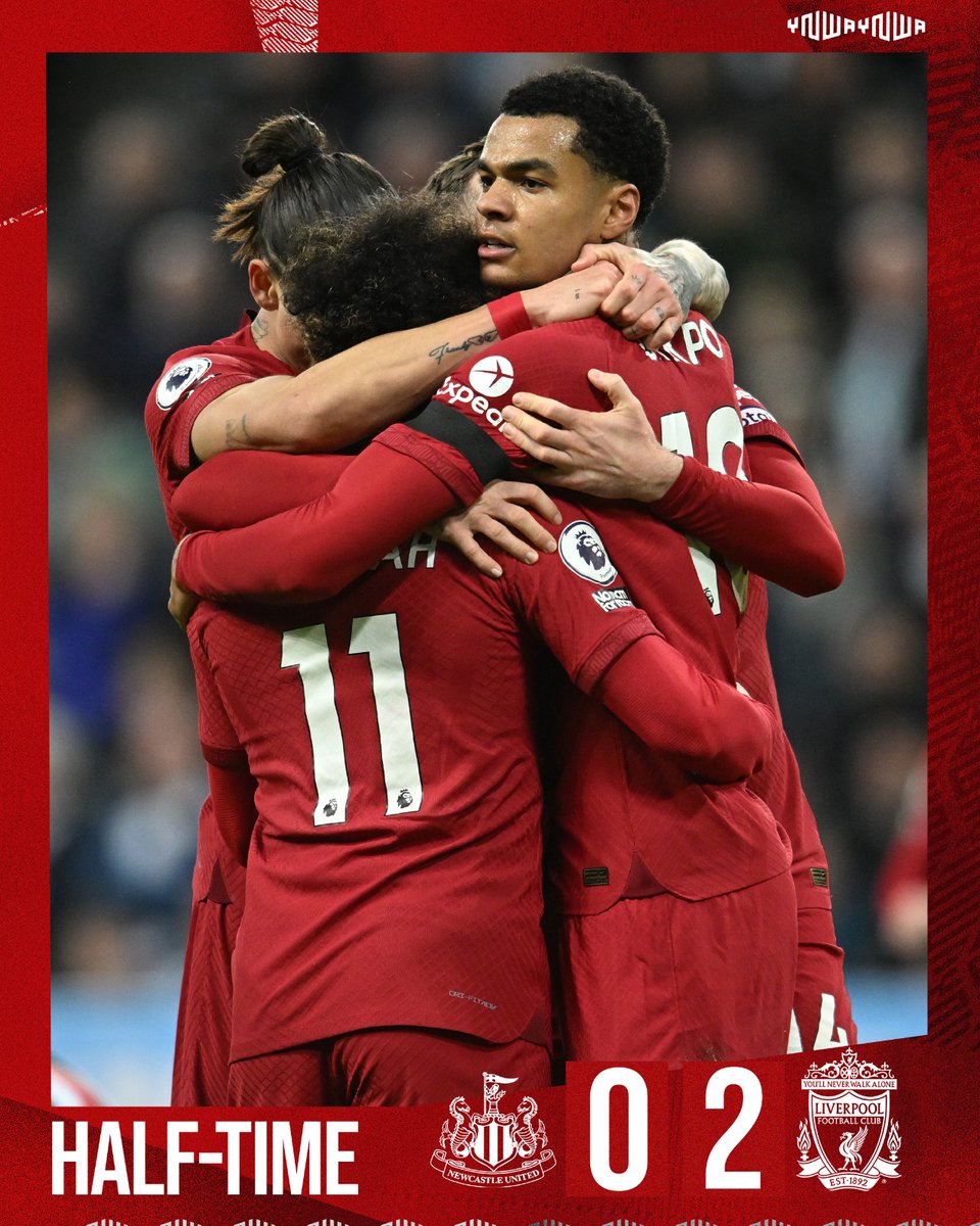 Goals from Nunez and Gakpo see us take a two-goal lead into the break 👌

#NEWLIV