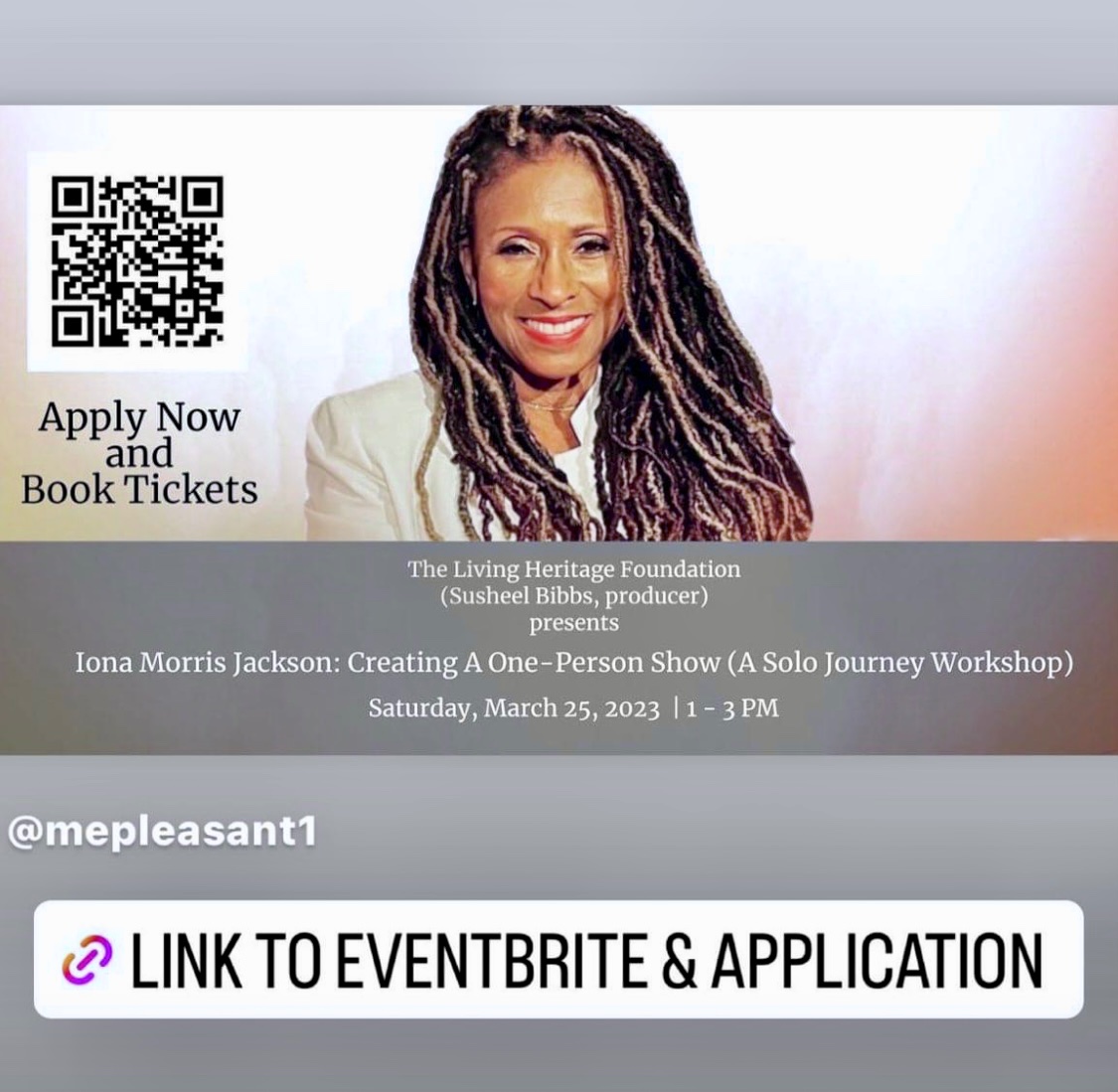 Tell your story?! Check out "Iona Morris Jackson: Creating A One-Person Show (A Solo Journey Workshop)" eventbrite.com/e/iona-morris-… <a href="/Eventbrite/">Eventbrite</a>